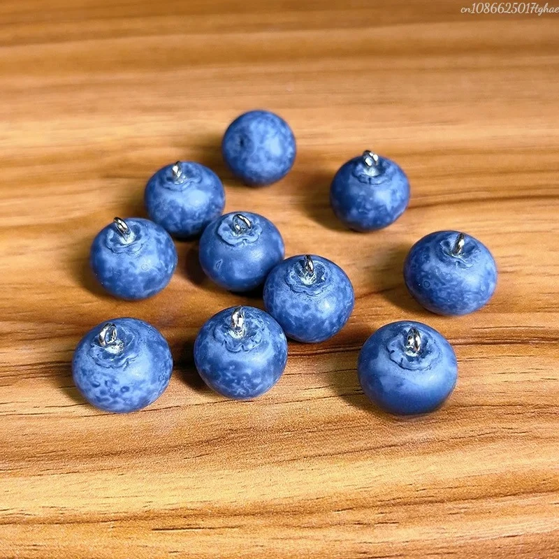 Dijes de resina de arándanos pequeños 3D, colgante de comida de fruta simulada DIY para pendientes, collar, joyería, accesorio para hacer 10 Uds.