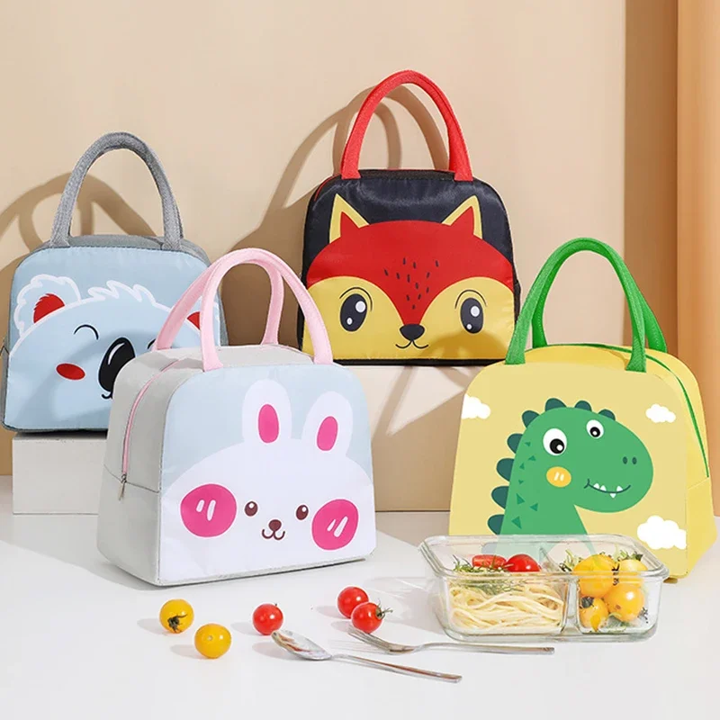 Cartoon Children's Lunch Bag Thermal Insulation Aluminum Film High Quality Waterproof Oxford Cloth Portable Lunch Bags Tote New