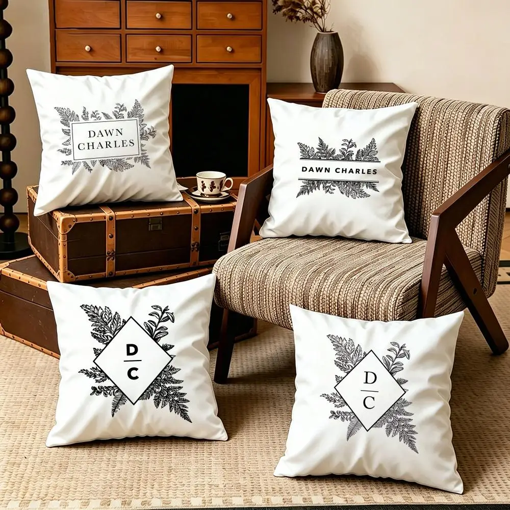 Brand-DAWN CHARLESS Cushion Cover Soft Velvet Cushion Cover Set 4Pcs 50x50 45x45 Zipper Pillowcase for Home Decor