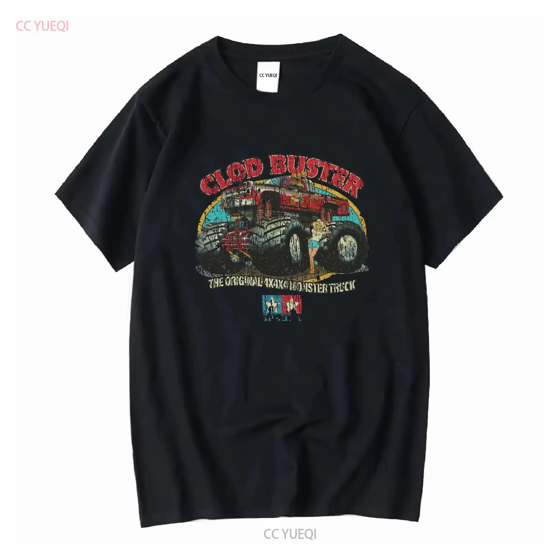 Clod Buster 4x4x4 Monster Truck 1987 Vintage camiseta de manga larga o corta vintage lavado homme moda Casual