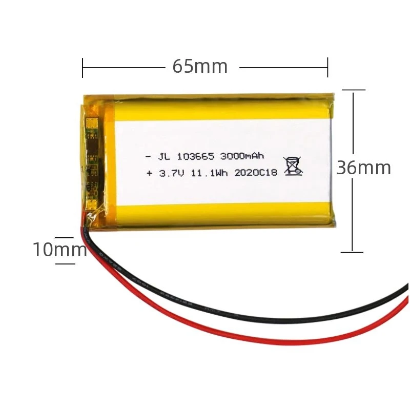 103665 بطارية ليثيوم بوليمر 3.7 فولت 3000 مللي أمبير Jst PH 2.0 مللي متر 2pin Plug ForShip موديل حفارة طائرة بدون طيار شحن ذات سعة كبيرة