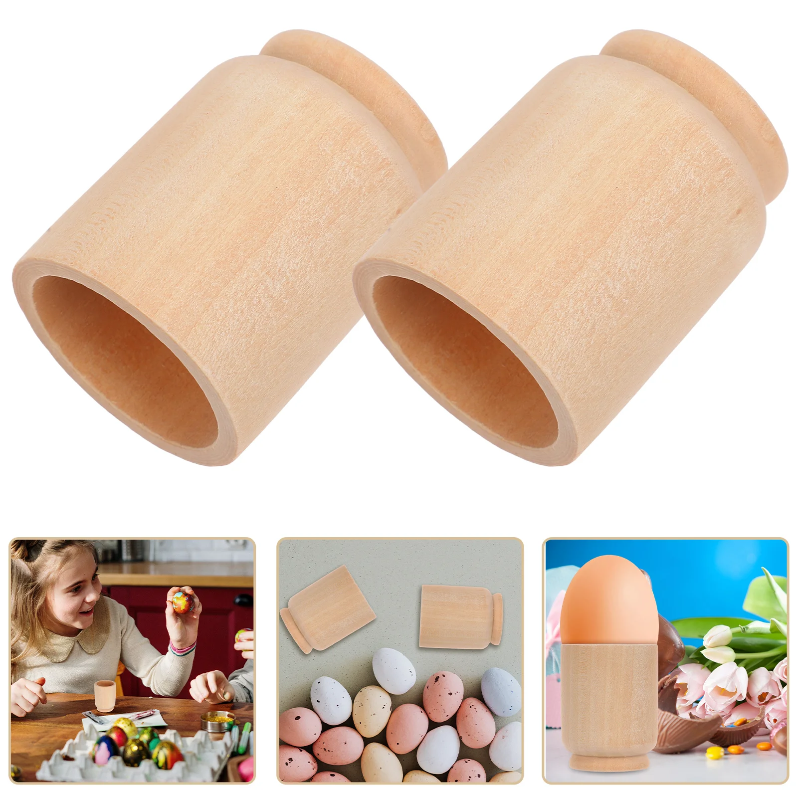 10 Pcs Egg Tray Wooden Jar Easter Display Rack Home Decor Party Decorations Cups Eggs Basket Child