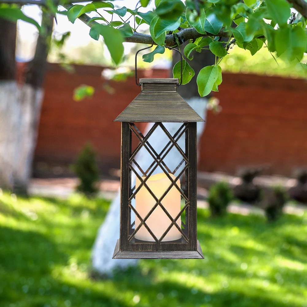 

Solar Powered Lamp Retro Lantern Candle Twinkle Light Waterproof Outdoor Light