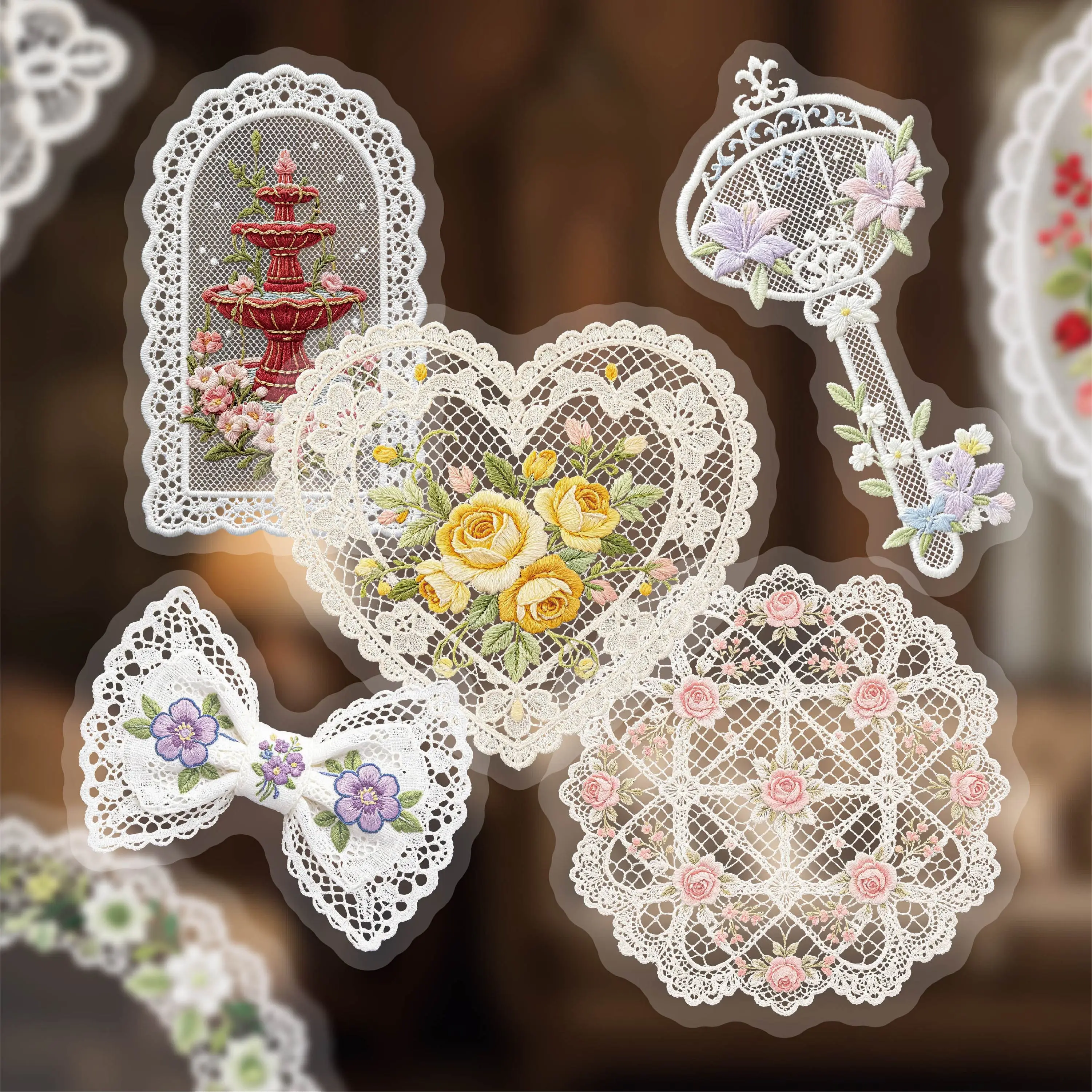 Vintage Lace Butterfly Flower Landscape PET Sticker Creative DIY Journal Material Collage Scrapbooking Stationery