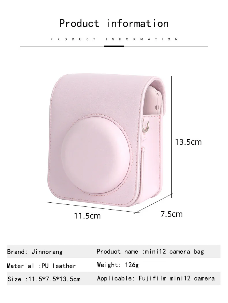 Für Instax Mini 12 Kameratasche PU-Leder Weiche Schutzhülle Reisetasche für Fujifilm Film Kameratasche mit Schultergurt – Detail 3