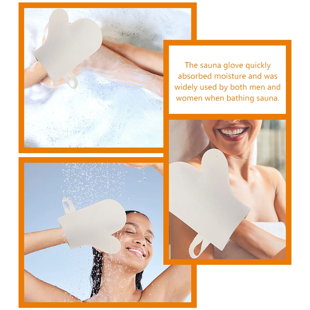 

1pcs Sauna Gloves Heat Protecting Bathing Mitts Moisture Absorbing Unisex Gray Shower Hand Protection