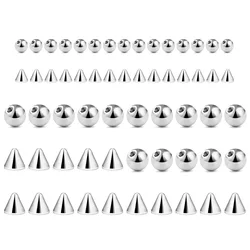 60PCS 14G 16G 3-5mm 316L Surgical Steel Replacement Balls Spikes Body Jewelry Piercing Barbell Parts Screw Bead for Women Men