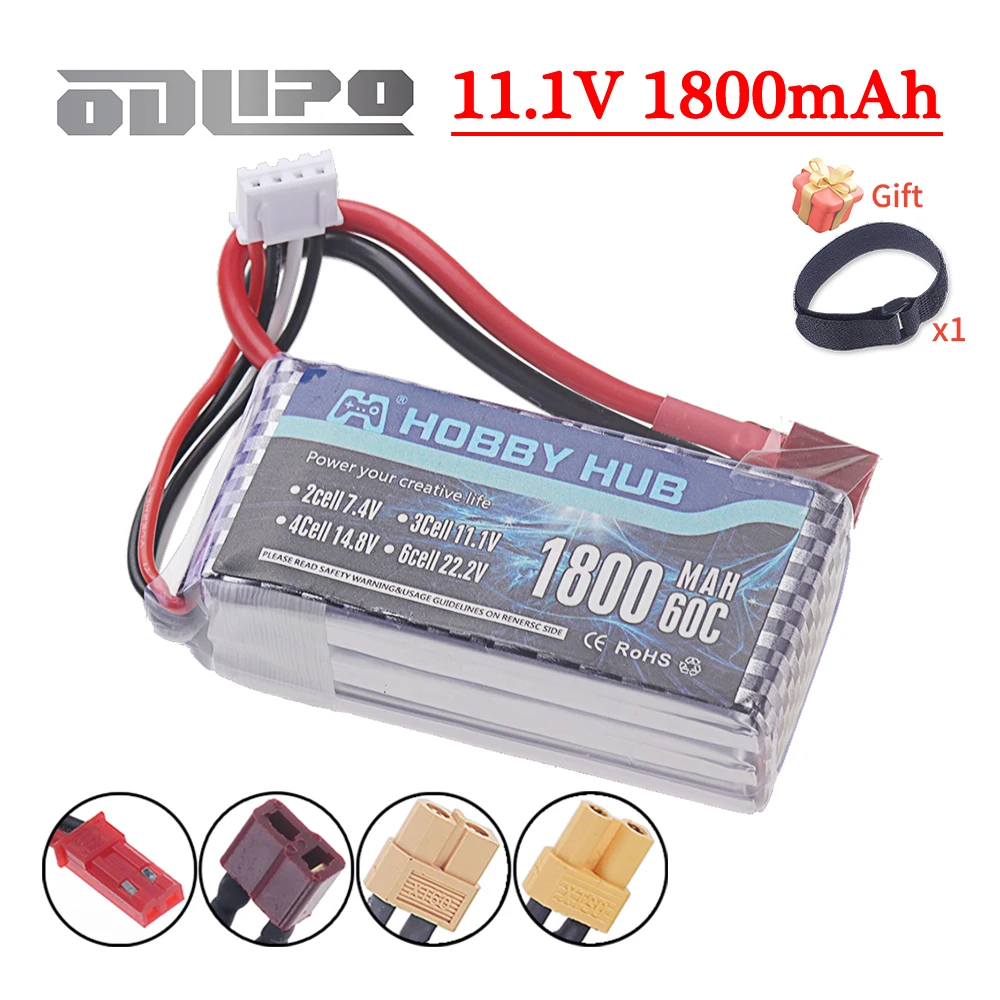 3S Lipo Battery 11.1V 1800MAH 60C Power Battery RC Car For FPV RC Drones Boats Remote Control Toys Rechargeable 11.1V Bateria