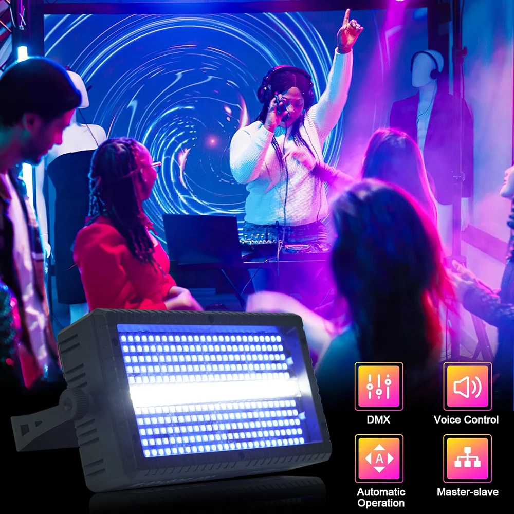 60w Mni stroboskop Led Rgb 8 + 4rgbw pełny kolor światło stroboskopowe 4 strefy Dmxsuper jasny Dj Bar Party wesele stroboskop efekt oświetlenia