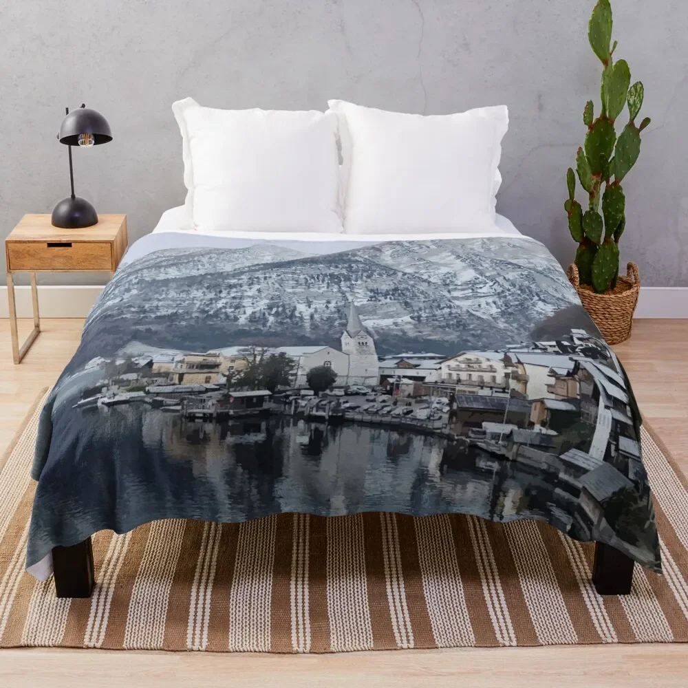 

Hallstatt, Austria Travel Artwork Throw Blanket Stylish Warm Blanket for Living Room Bedroom