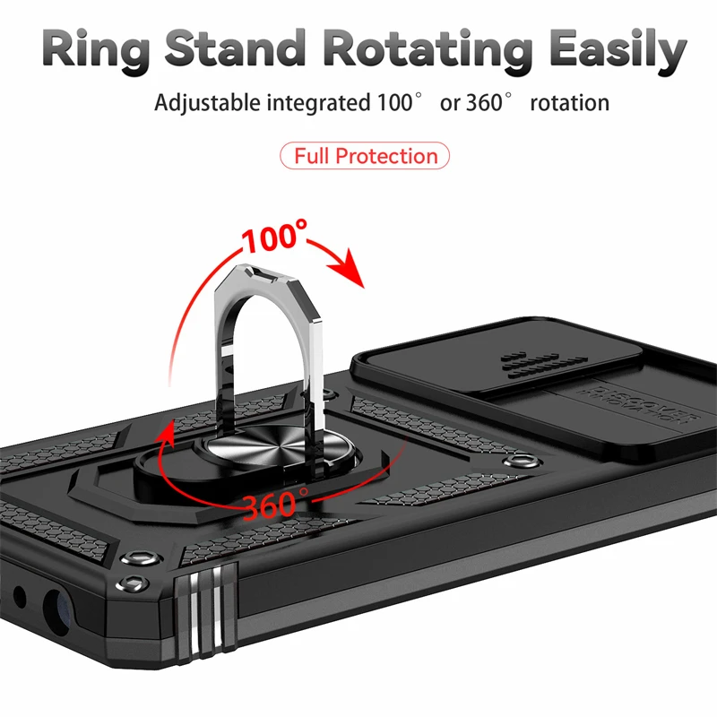 For Motorola G62 5G Case Armor Metal Ring Magnetic Phone Case For Motorola MotoG62 G 62 G62 5G Slide Camera Protect Back Cover