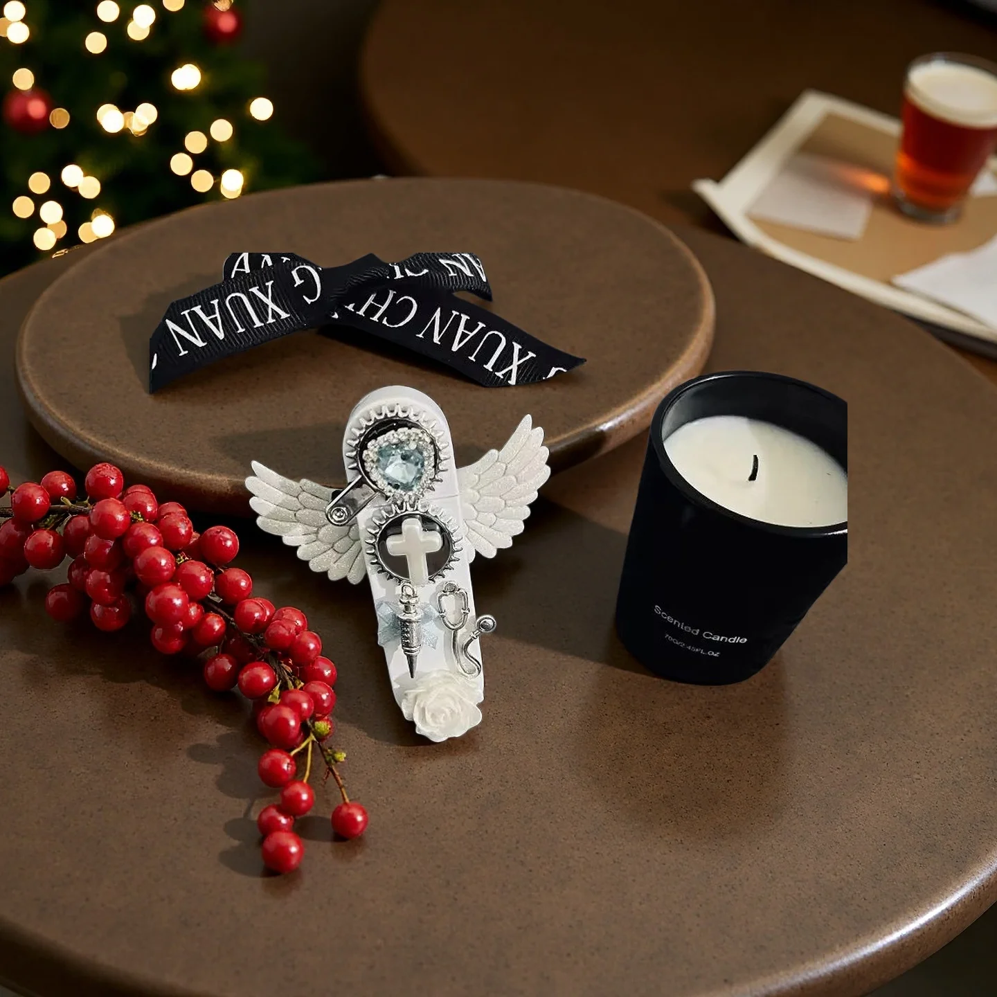 

New Angel Wings Windproof Inflatable Lighter Pink Flame White Gear Lighter Women's Pure and Trendy Gift