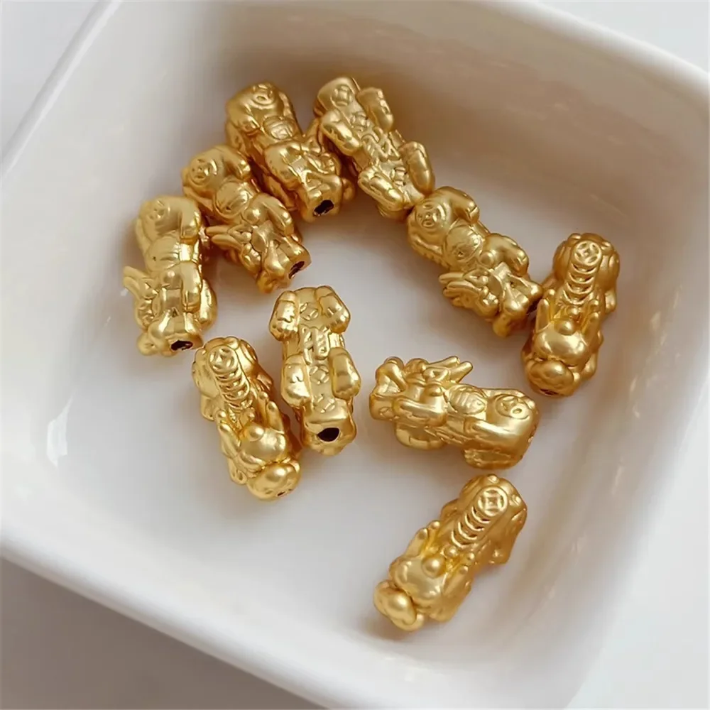 DIY 18K Gold-plated Sand Gold PI Xiu Fashionable Qilin Through-hole Scattered Bead Bracelet Accessory