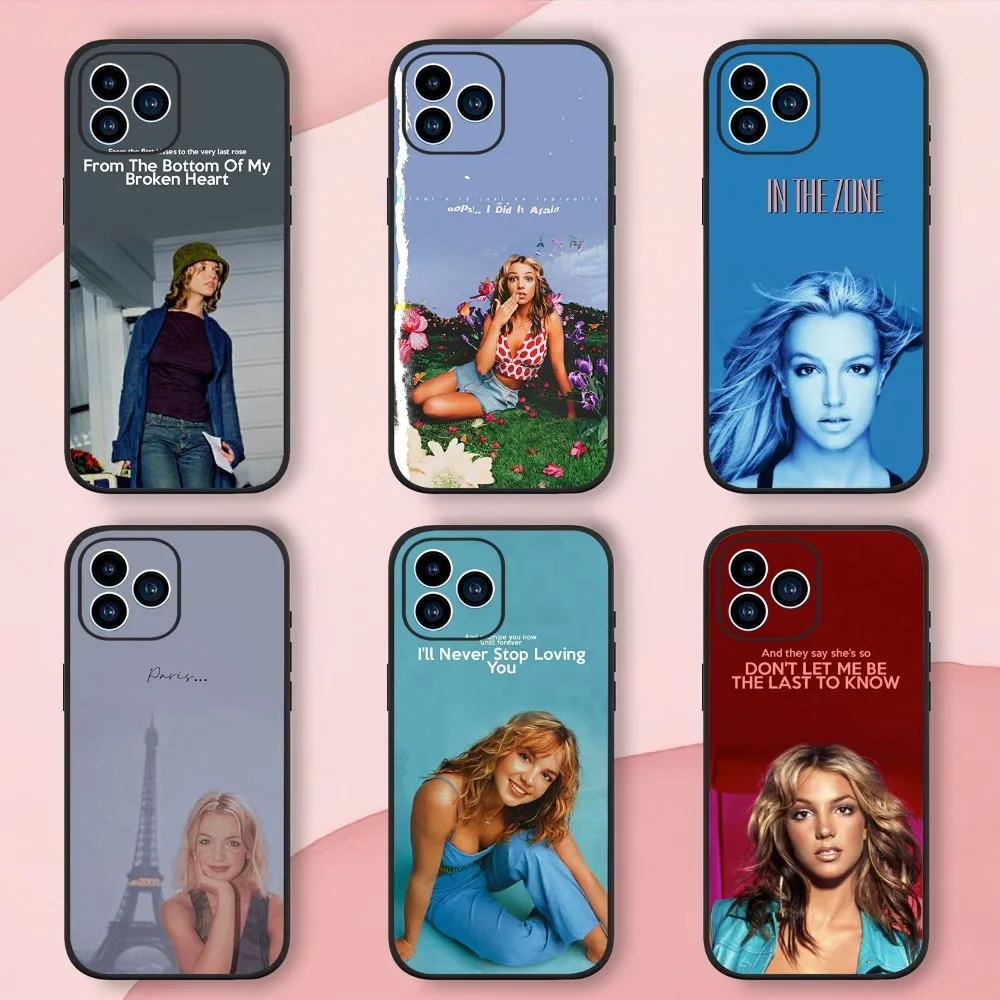 Singer Britney Spears Phone Case iphone13 12 11 14 15 Pro Max XS Max XR X 14 15Plus Black Silicone Soft  Cover