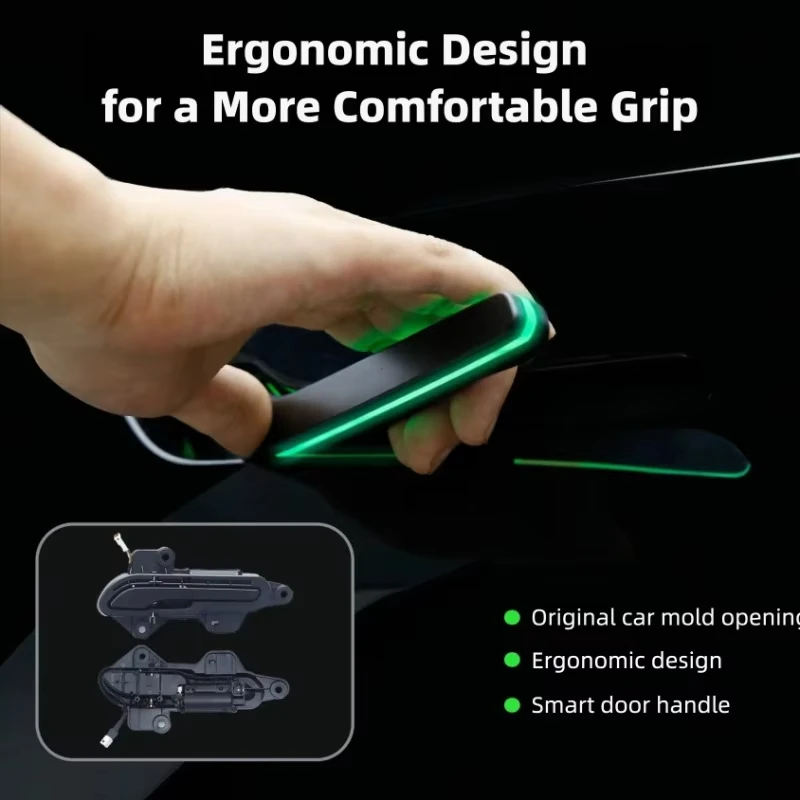 

New 7th Gen Wireless Door Handle for Tesla Model Y/3/Y Juniper/3 Highland with Color LED Lights Auto Presenting Welcome Mode
