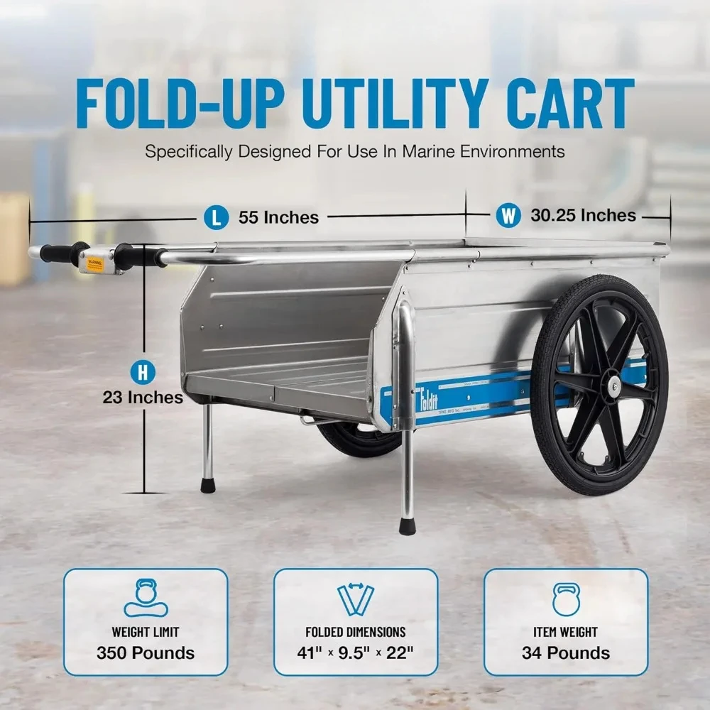 Fold-It Utility Cart Camping Push Cart Handcart Folding Hand Garden Supplies 23"D x 55"W x 30.25"H Trolley