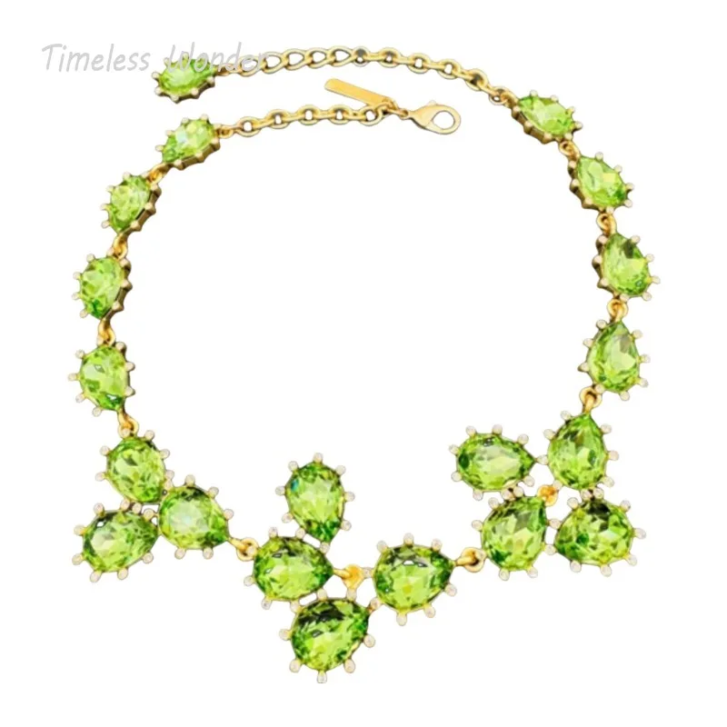 Timeless Wonder Fancy Crystal Geo Floral Necklaces for Women Designer Jewelry Vintage Luxury Brand Runway Sweet Gift Top 7562