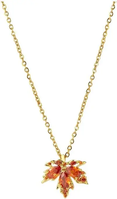 Image of Gold zierliche Ahornblatt Halskette Herbst Ahornblatt Anhänger Halskette Halloween Weihnachten Thanksgiving Geschenk Schmuck
