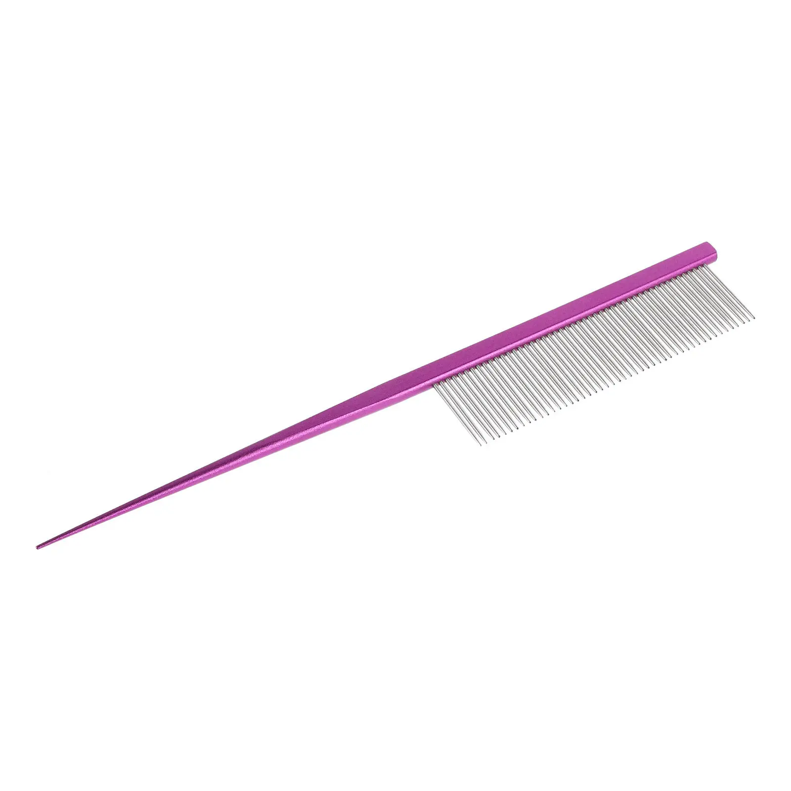 Pet Steel Rat Tail Comb Fine Tooth Dog Cat Grooming Dematting Tool Shedding Control Comfort Grip Face Paws Detailing Care