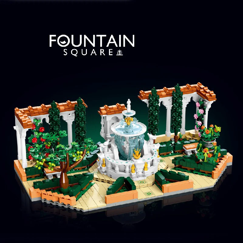 

Fountain Square Buildings Sets City Street View Architecture Modular Building Block Assembly Model Kit Toys Adults Gift 1586PCS
