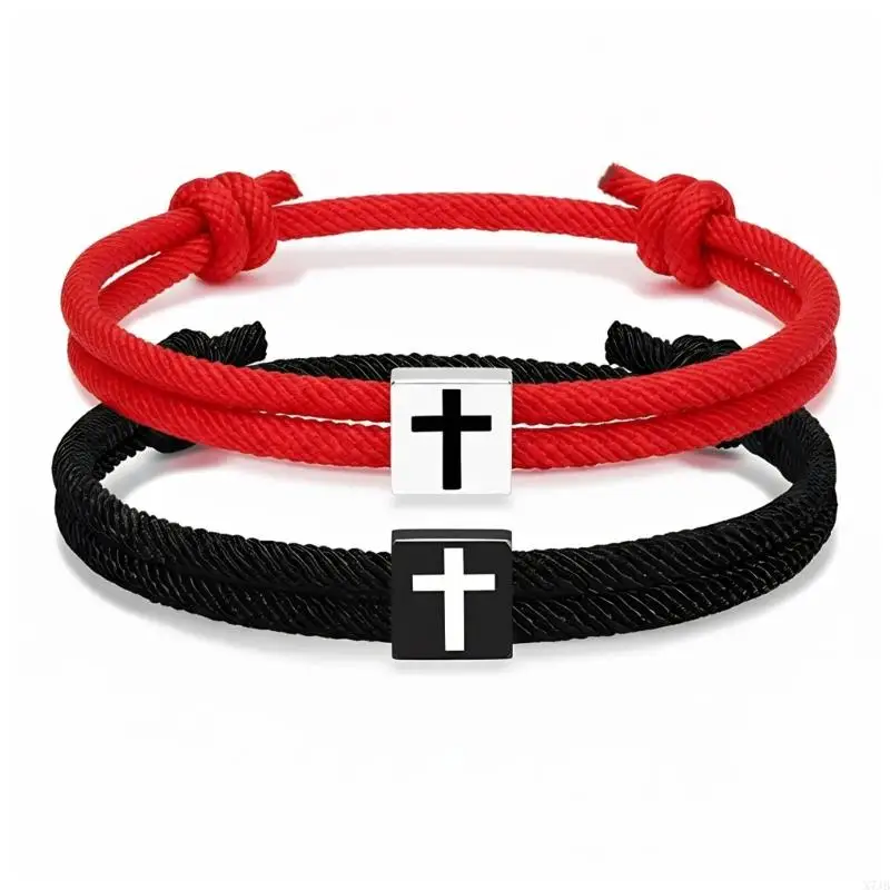  Pack of 2 Meaningful Crosses Bracelets for Christian Faith Adjustable Length Gift Set Baptism Birthday Present