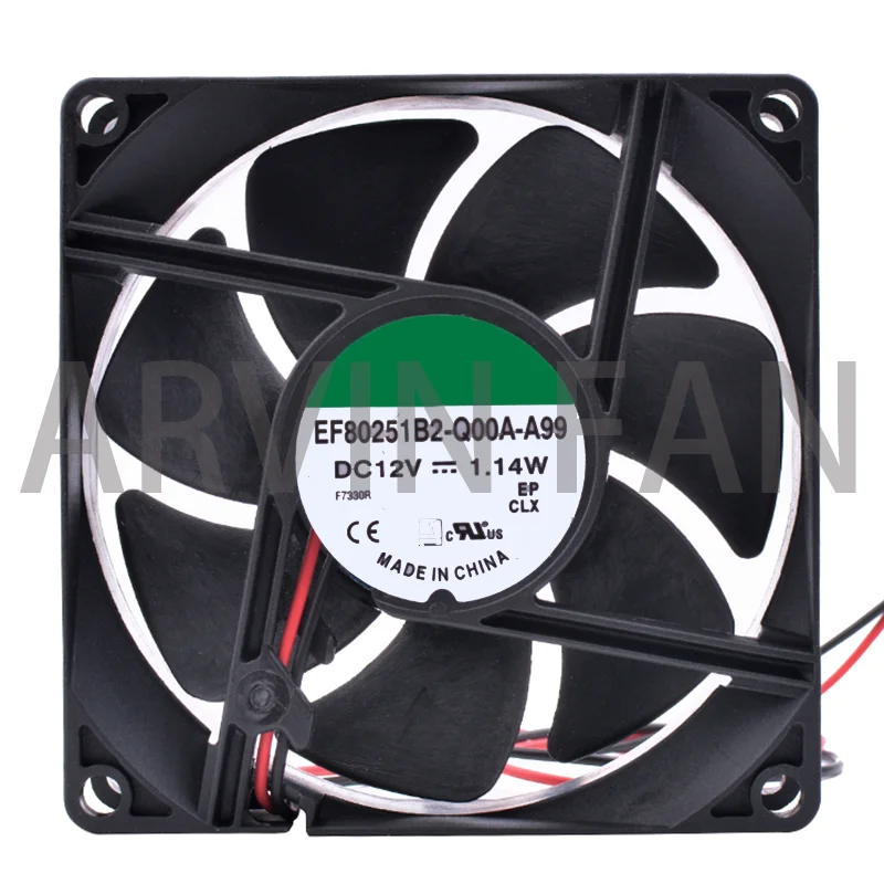 COOLING REVOLUTION EF80251B2-Q00A-A99 8cm 8025 80mm Fan 12V 1.14W  Double Ball Air Volume Power Supply Cooling Fan