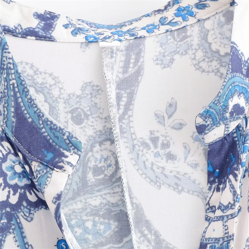 Keyanketian 2025 novo estilo étnico feminino totem impressão viscose mini vestido de três quartos manga com decote em v em camadas uma linha vestidos longos