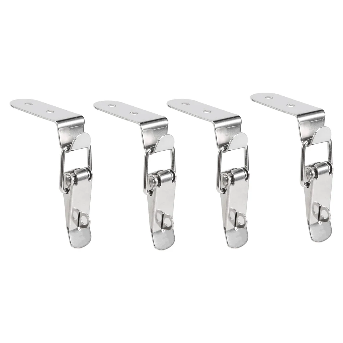 90 Degrees Duck-Mouth Buckle Hook Lock Stainless Steel Spring Loaded Draw Toggle Latch Clamp Silver Hasp Latch Catch B