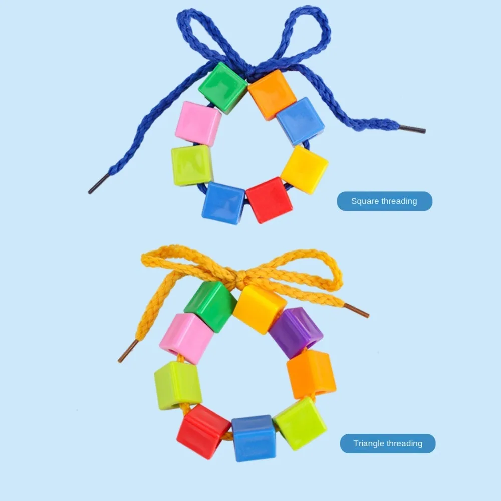 Juguete de encordado Montessori para niños, cuentas de cordones primarias, manualidades, juguetes de entrenamiento, cuentas de cordones, juguete de plástico, estrella, arcoíris, cuentas de cordones, Juguetes