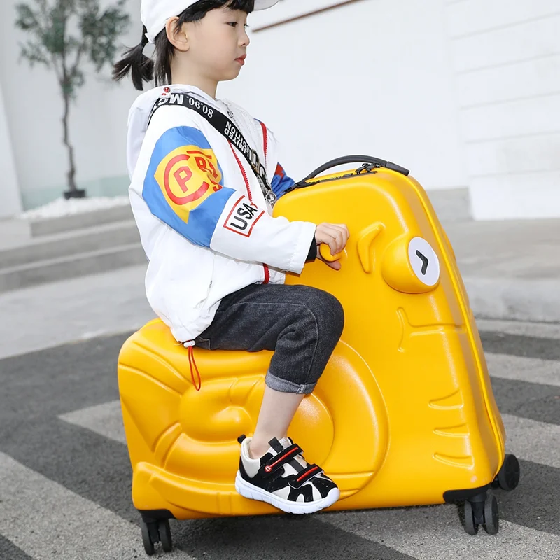 New travel experience children's luggage riding trolley case cute baby can ride travel box 24 cute snail shaped suitcase