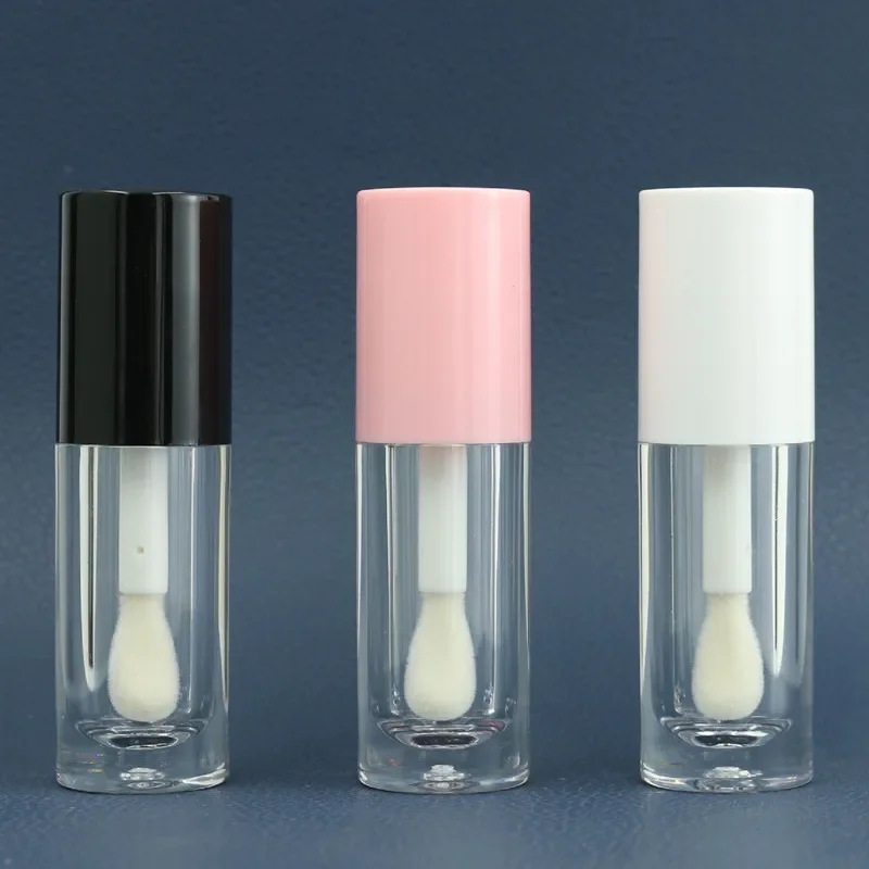 Lip Gloss Tube 6ml Large Brush Rod Circular Transparent Simple Pink Cap Lipstick ABS Glaze Empty Split Bottle Home Outdoor Use