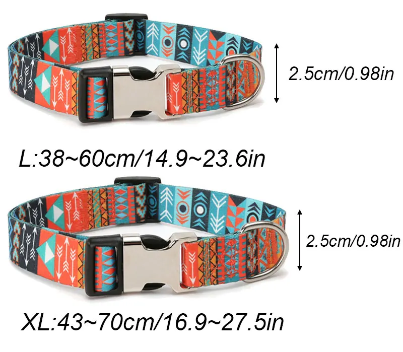 Waldmuster-Halsband für Haustiere, gestreift, aus Polyester, im nationalen Stil, verstellbares Nylon-Hundehalsband, personalisiert – Detail 3