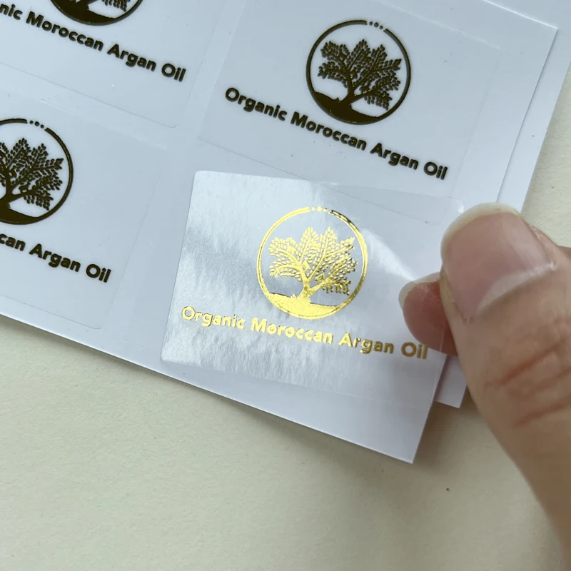 Customized Rectangular Stickers, Transparent Gold Foil, Any Size, Customized for Packaging, Commercial Company Label, 100PCs