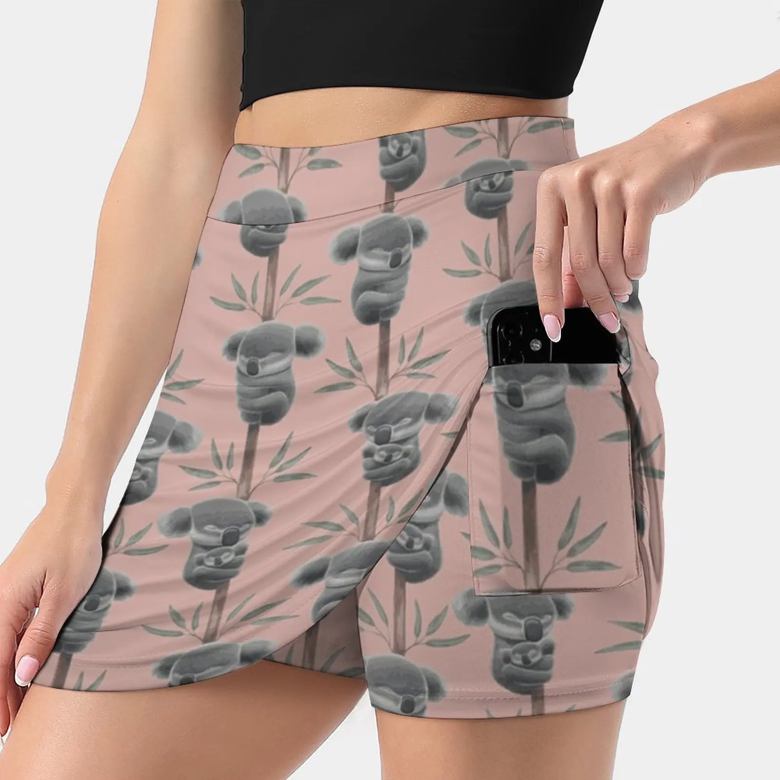 Sleeping Koalas ( Bushfire Emergency Wildlife Fund ) Fake Two-Piece Hakama Skirt Women Pencil Skirts Workout Sports Mini Skirt