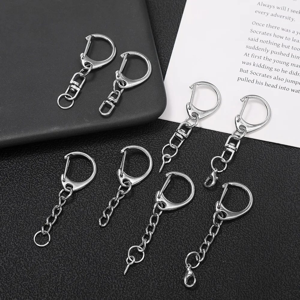 10pcs/lot Lobster Claw Clasp Key Ring D Shape Clasps Connector Hook For DIY Jewelry Making Finding Key Chain Accessories view 2