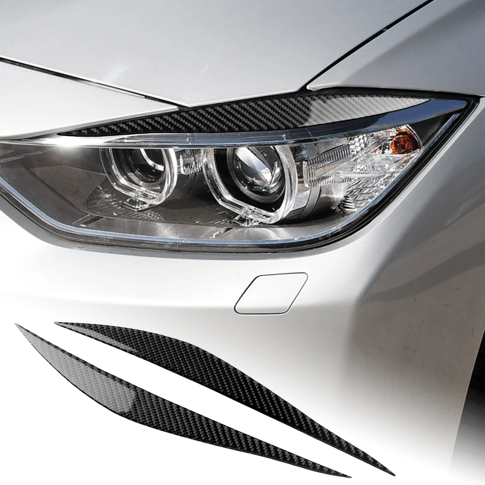 

2 шт. для BMW 3 серии F30 320i 316i 2013-2015 автомобильные фары, наклейки для бровей, отделка, полоски для век, аксессуары, наклейка из углеродного волокна