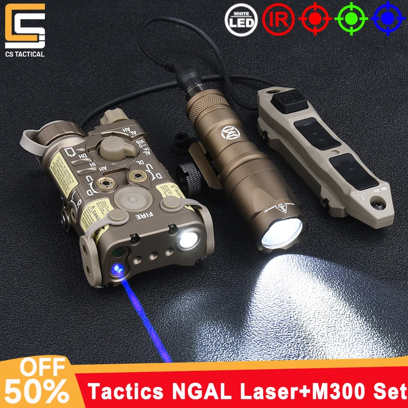 

Metal NGAL Laser Green Blue Red Dot Aiming Strobe Laser WADSN M300A Flashlight LED Hunting Scout Light With Dual Function Switch