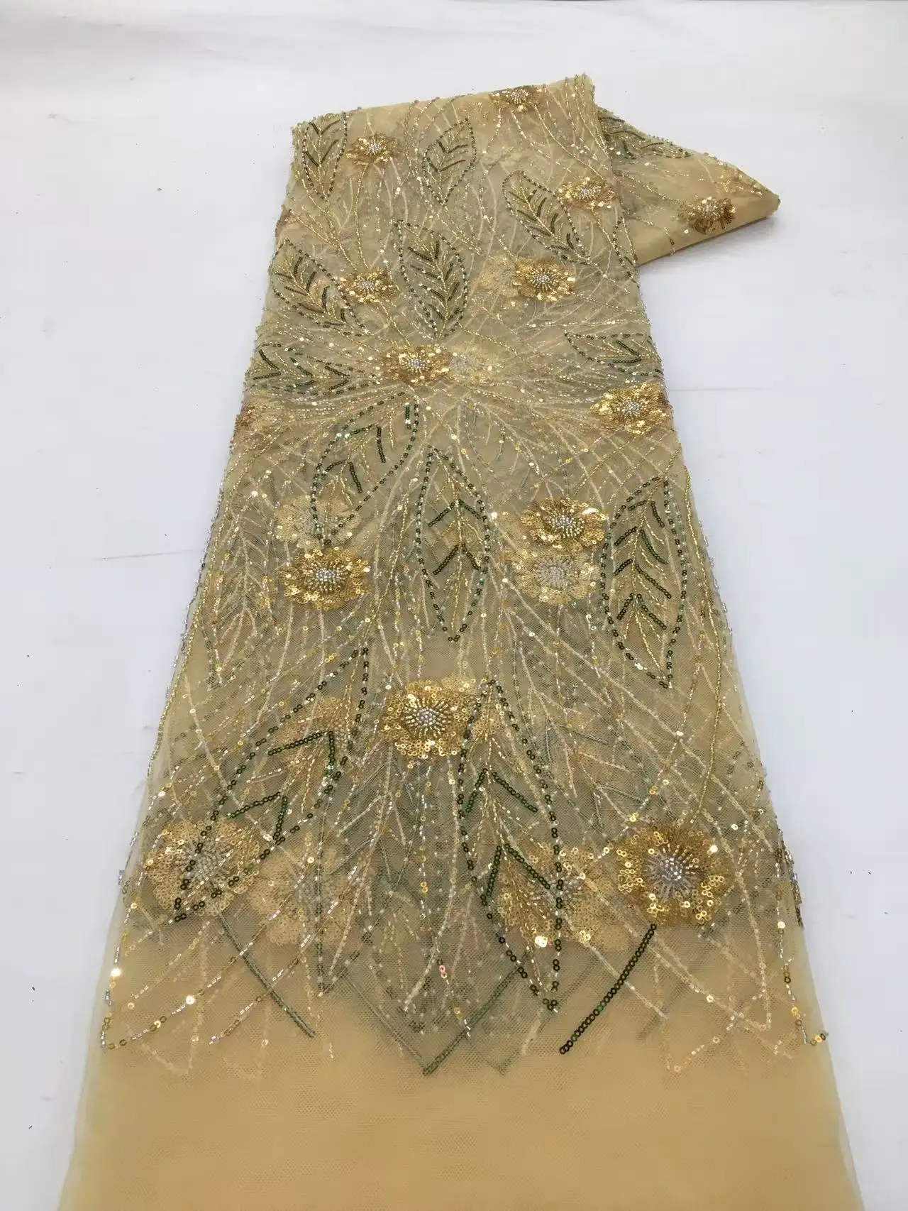 2025 Luxury Heavy Beaded Lace Fabric,White Purple Handmade Sequin French Net Tulle Lace Luxurious African Groom Blue Lace H181-1