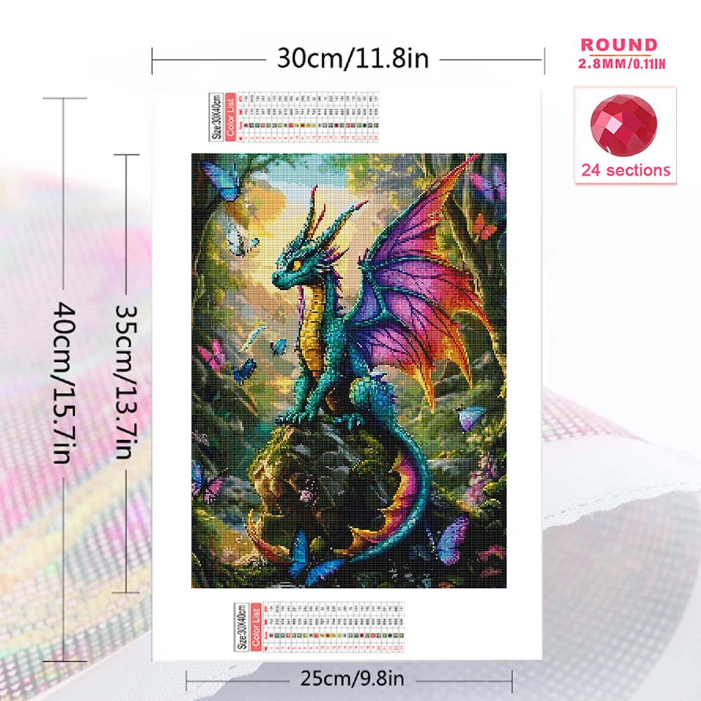 Evershine Full Square Diamond Embroidery Animal Picture Painting Dragon Rhinestones Picture Mosaic Butterfly 5D Child Hobby