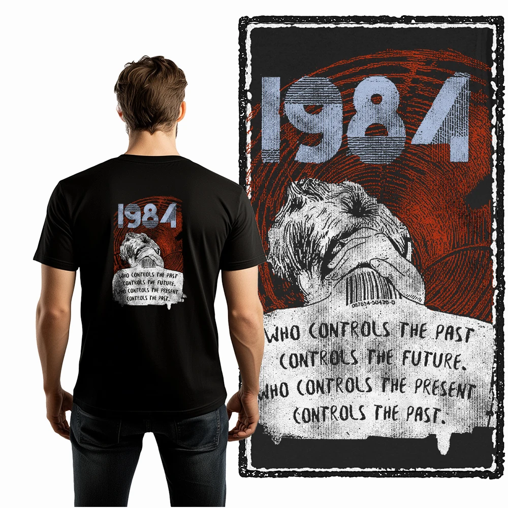 Coolmind 1984 الخلفي القطن الشارع الشهير بارد الحصري الجرافيك الرجال تي شيرت الرجال التي شيرت الشارع الشهير الجرافيك تي شيرت للرجال المحملة