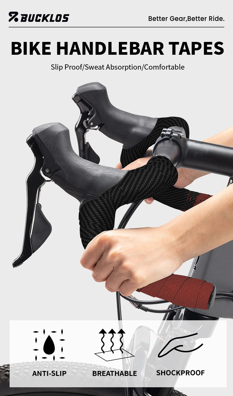BUCKLOS Fahrrad-Lenkerband Rutschfestes EVA+PU Fahrrad-Lenkerüberzug Anti-Rutsch Rennrad-Lenkerwicklung Weicher Schwamm MTB-Bänder – Detail 1