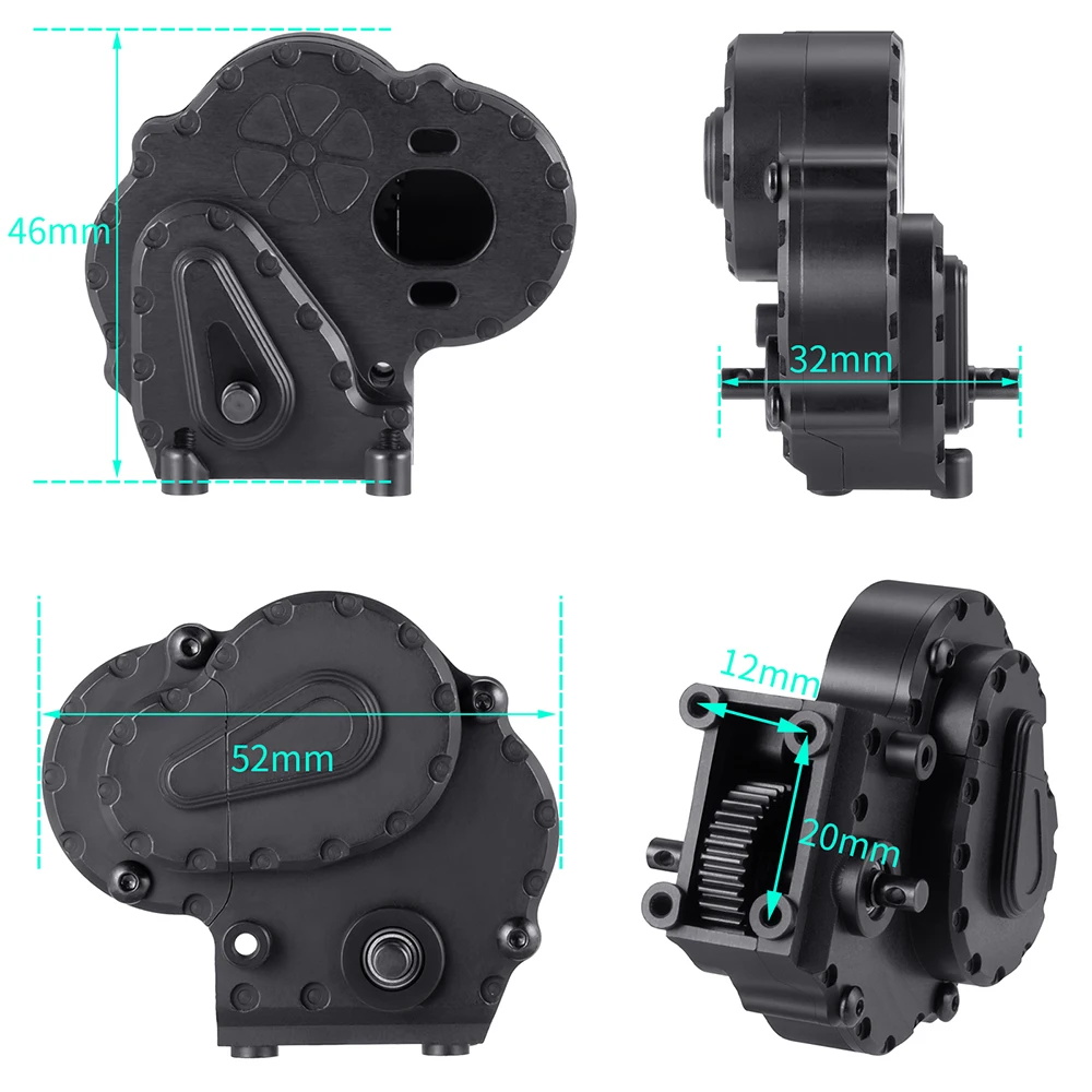 AXSPEED Metal Gearbox Assembly Transmission with Internal Gears for 1/18 AXIAL UTB18 CAPRA Upgrade Parts