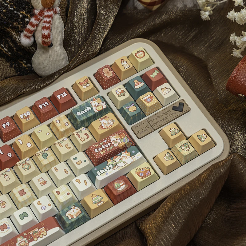 

Christmas Meow Keycap Pbt Dye Sub Cherry Profile Keycaps 130 Key Custom Key Caps MX Mechanical Keyboard DIY Gifts for Aula/KZZI
