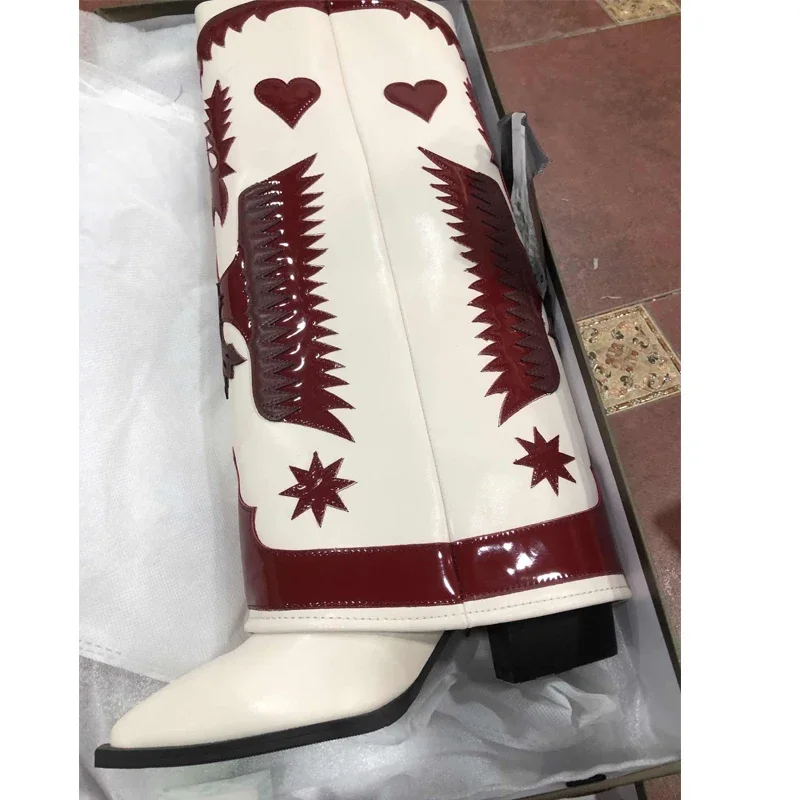 

Женские сапоги до колена на массивном каблуке, зима 2026, женские ботинки без шнуровки с острым носком, женская обувь в стиле вестерн