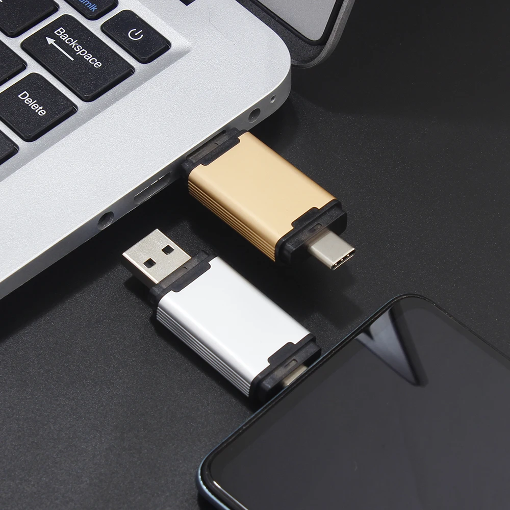 新しい Type-C 2 in 1 OTG 128GB 64GB ペンドライブ高速 USB フラッシュ ドライブ OTG ペン ドライブ 64GB 128GB 2 in 1 タイプ C OTG USB フラッシュ ドライブ