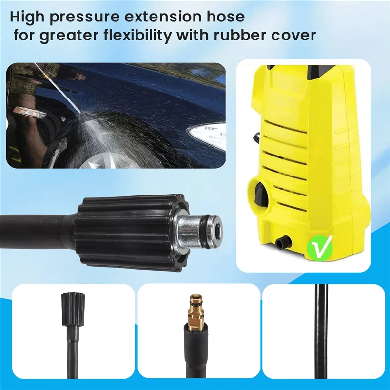 أوصى بشدة 15 متر 49FT 2320PSI جهاز تنظيف يعمل بالضغط العالي خرطوم أنبوب انبوب ماء تنظيف استبدال ل Karcher K2 K3 K4 K5 #4