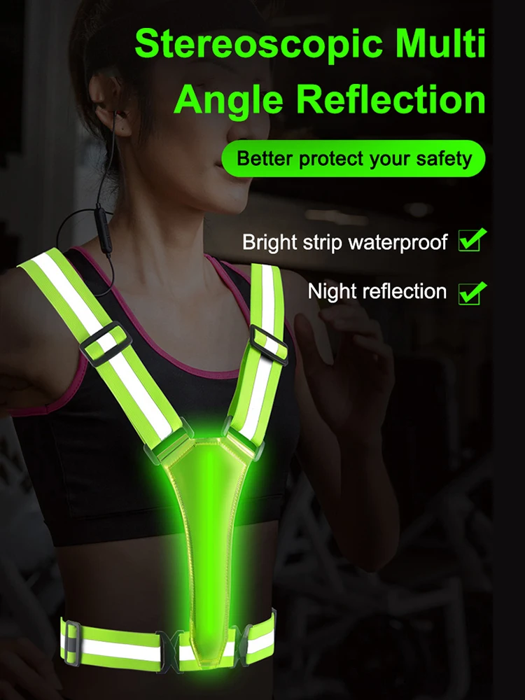 AliExpress JOCESTYLE Outdoor Sports LED Reflective Running Vest Adjustable Elastic Flashing LED High Visibility Reflective Vest Cycling Security Vest