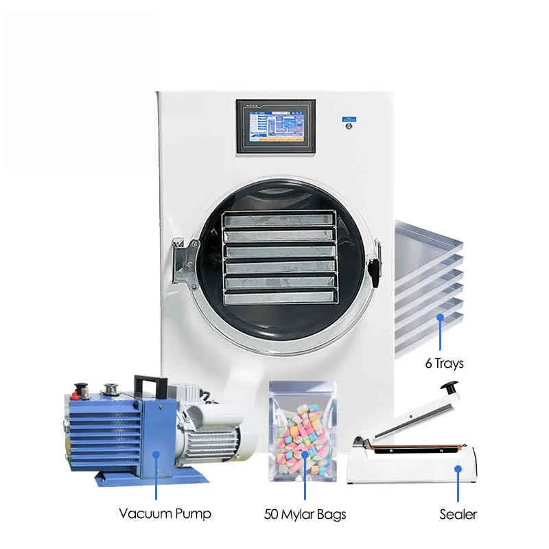 8kg 10kg Vacuum Freeze Dryer Machine 6 Trays Home Use Fruit Freeze Drying Machine For Food