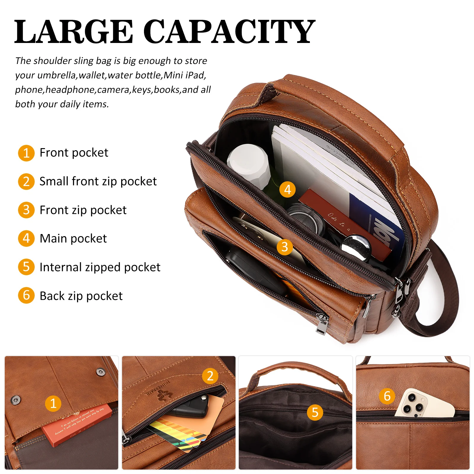 100% Genuine Leather Men\'s Shoulder Bags Business High Quality Messenger Crossbody Bag for Work Large Capacity Handbag Bolso