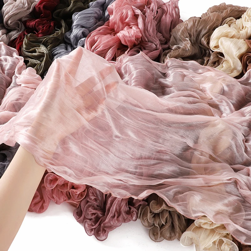 Wellige Hijabs für Frauen in Unifarben, Leichte Knitterfreie Schals, Weiche Dehnbare Kopftücher, Atmungsaktive Damen-Turbane – Detail 2